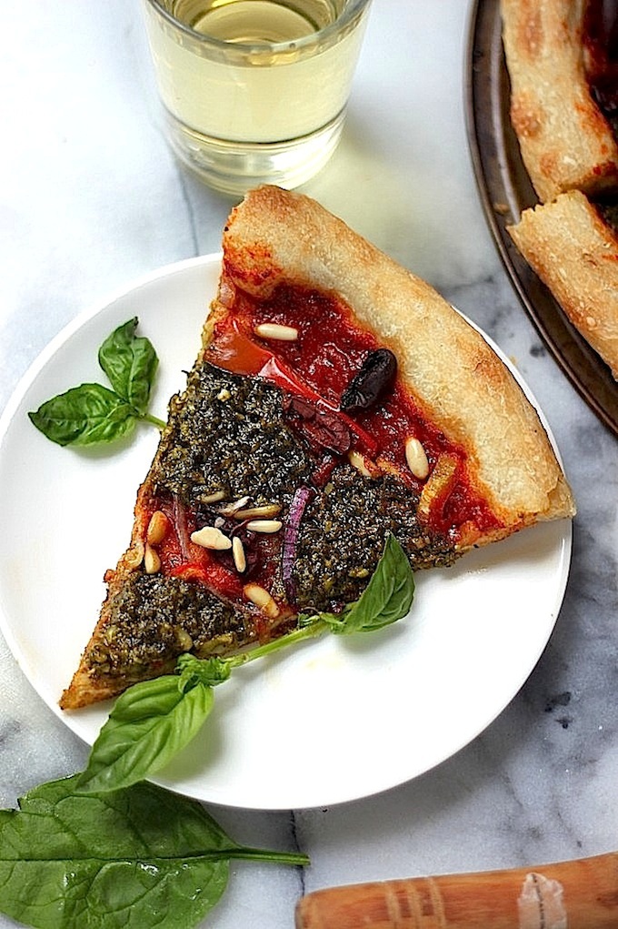 Summer Pesto Pizza (Skinny, Vegan, Dairy Free)