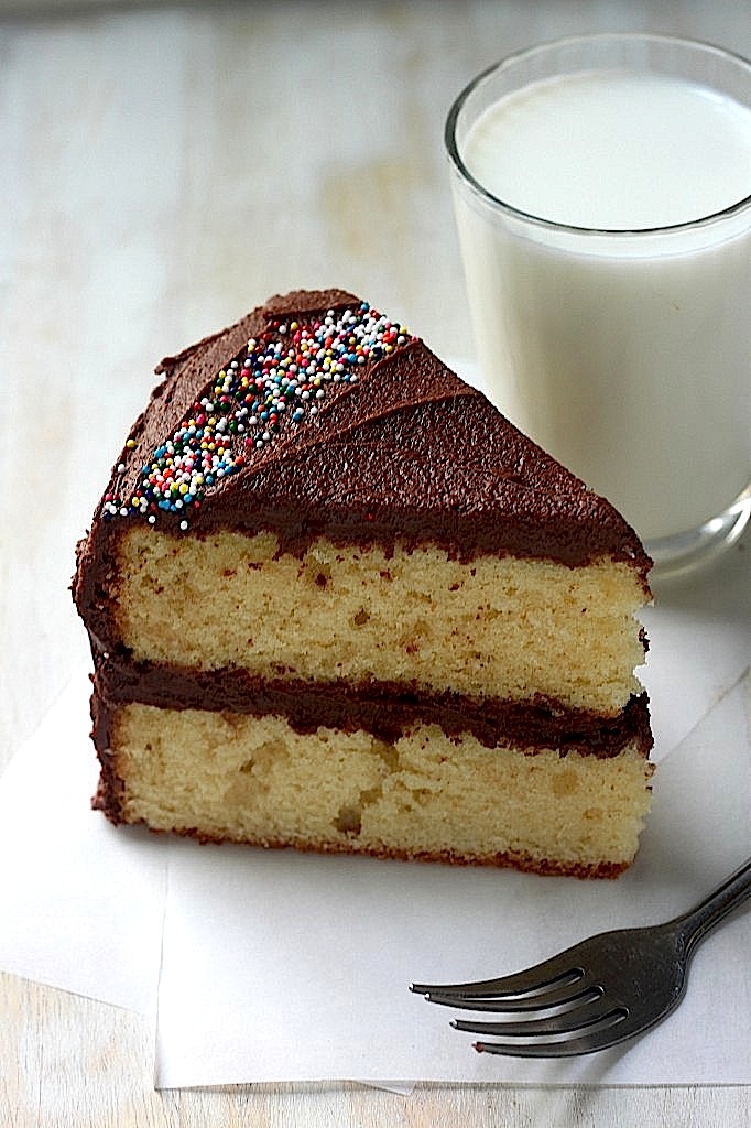 Classic Yellow Birthday Cake with Nutella Buttercream Frosting