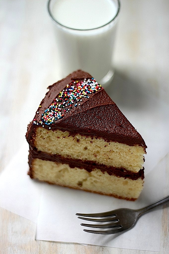 Classic Yellow Birthday Cake with Nutella Buttercream Frosting