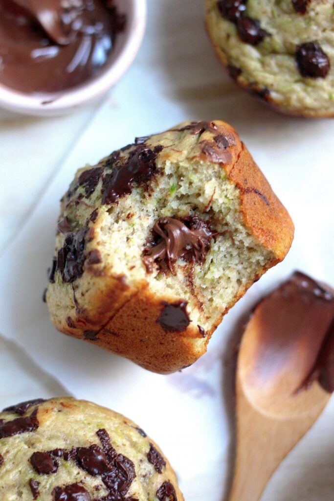Nutella Stuffed Chocolate Chunk Zucchini Muffins