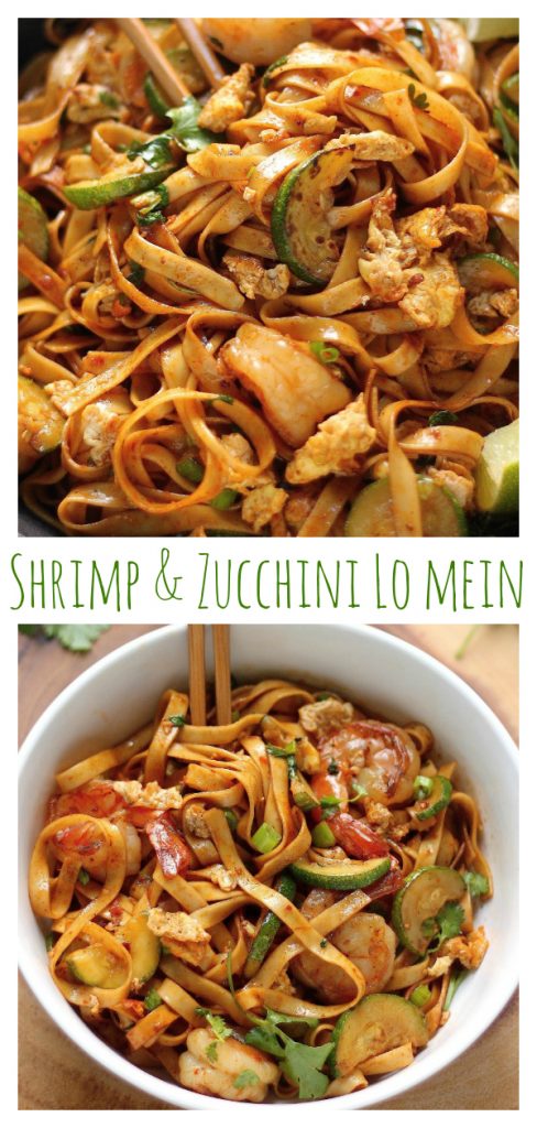 Shrimp and Zucchini Lo Mein! This quick and easy meal is a family favorite!