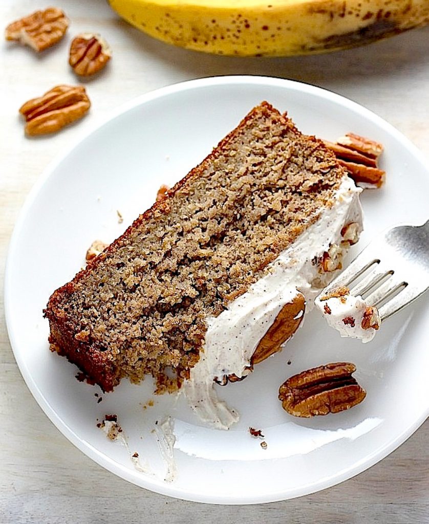 Skinny Banana Cake with Maple Frosting