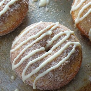 (Gluten Free) Brown Butter Eggnog Snickerdoodle Donuts