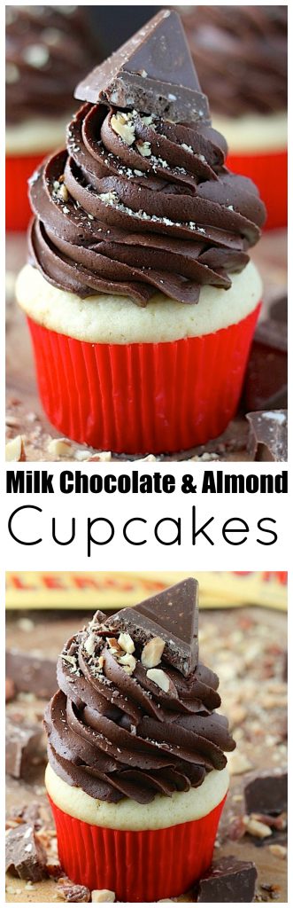 Toblerone Milk Chocolate and Almond Cupcakes