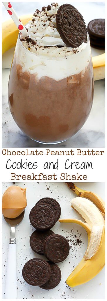 Chocolate Peanut Butter Cookies and Cream Breakfast Shake