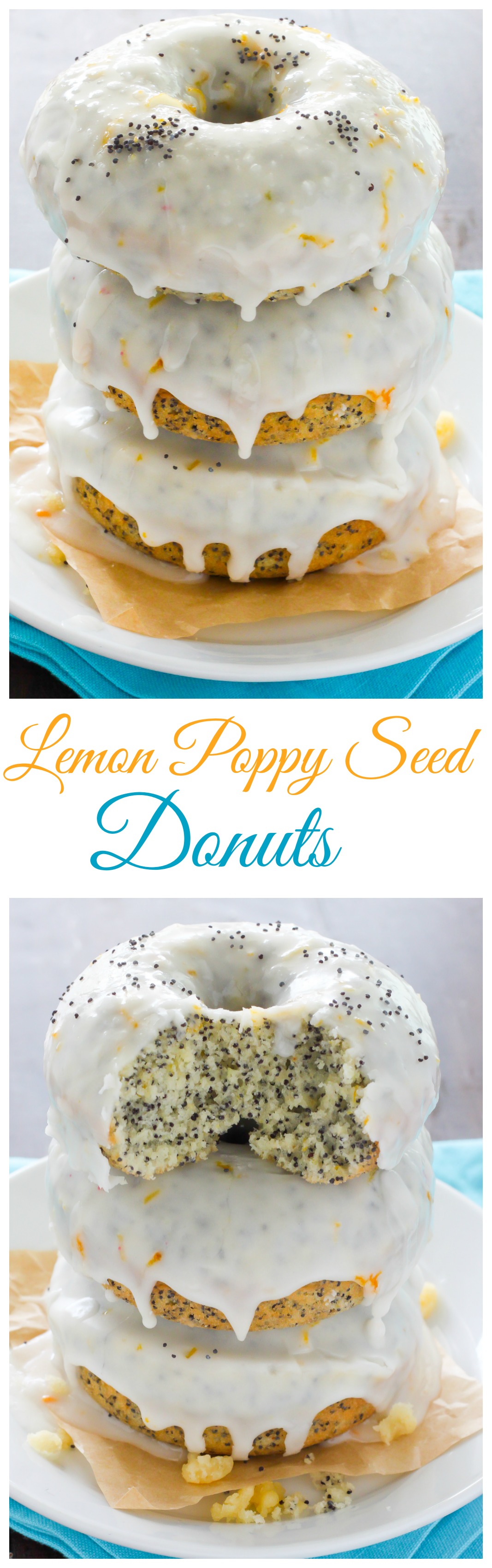 Light and Fluffy, these Homemade Lemon Poppy Seed Donuts are baked not fried! Ready in just 15 minutes!