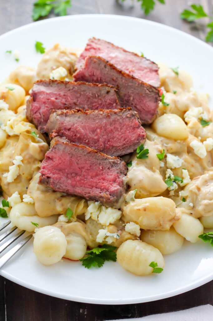 Steak and Blue Cheese Alfredo Gnocchi - ULTIMATE comfort food right here!