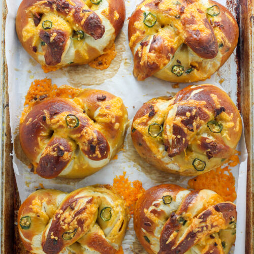 Bacon and Cheddar Stuffed Jalapeno Soft Pretzels