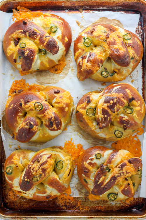 Bacon and Cheddar Stuffed Jalapeno Soft Pretzels