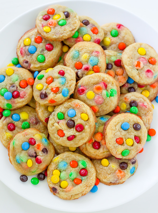 Soft, chewy, and loaded with rainbow M&M's, these colorful Cookie Bites are sure to cheer up any occasion! Make a double batch if you're serving a crowd - they go FAST.