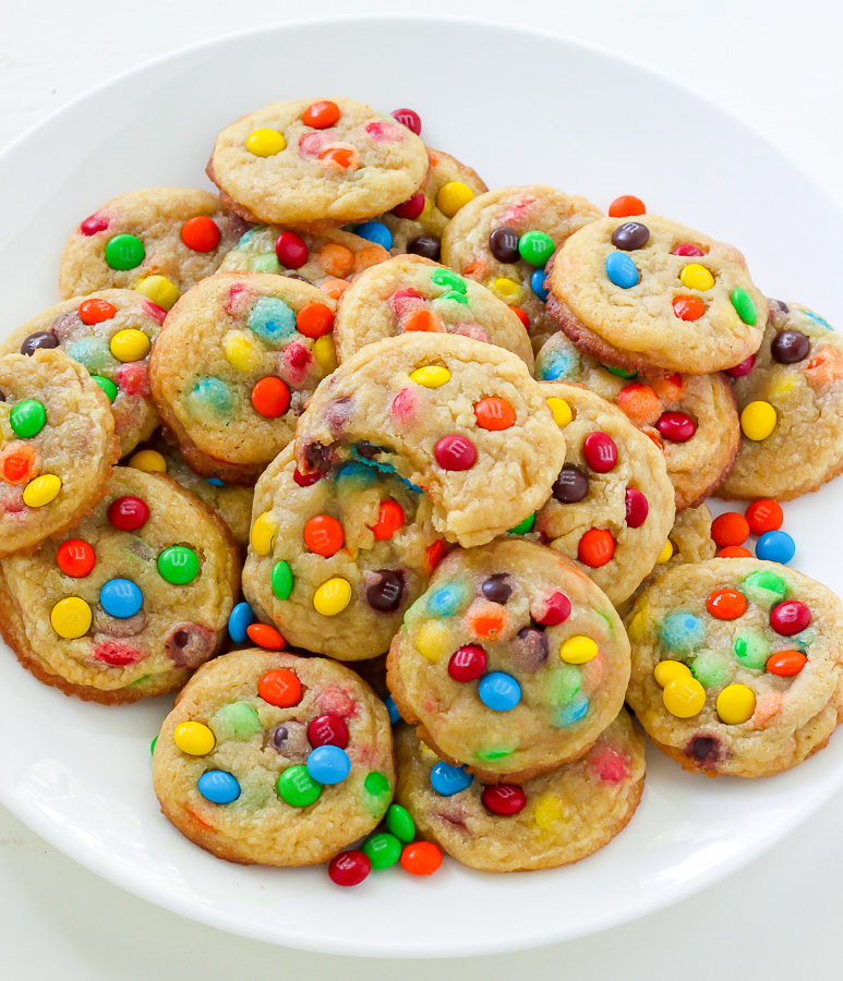 Soft, chewy, and loaded with rainbow M&M's, these colorful Cookie Bites are sure to cheer up any occasion! Make a double batch if you're serving a crowd - they go FAST.