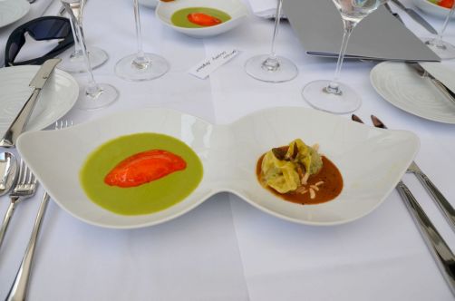 Ravioles de veau aux langoustines et sauce Angus