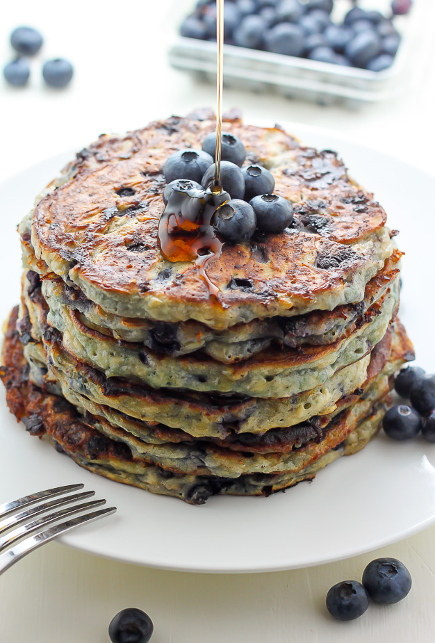 Blueberry Cottage Cheese Pancakes