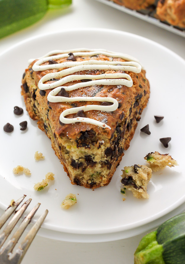 Chocolate Chip Zucchini Scones - Buttery Scones loaded with Mini Chocolate Chips and shredded Zucchini!