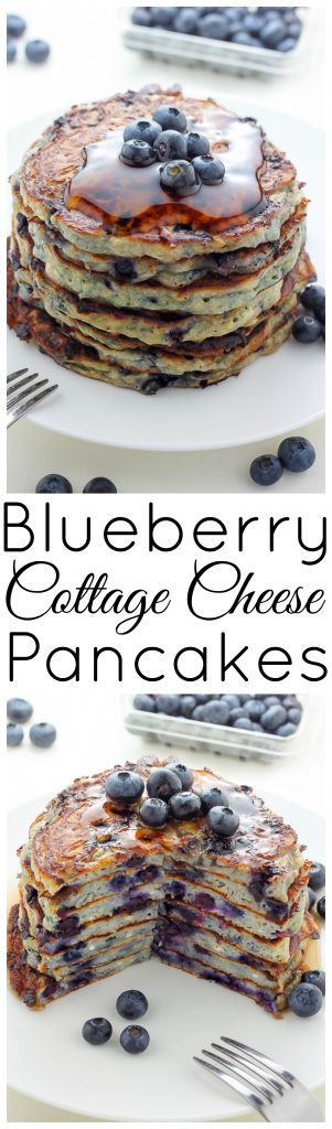 Blueberry Cottage Cheese Pancakes - Light and incredibly fluffy, these Pancakes are a game changer! Drizzle with maple syrup and devour.