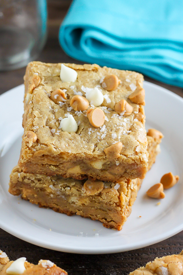 Thick and Chewy White Chocolate Peanut Butter Blondies