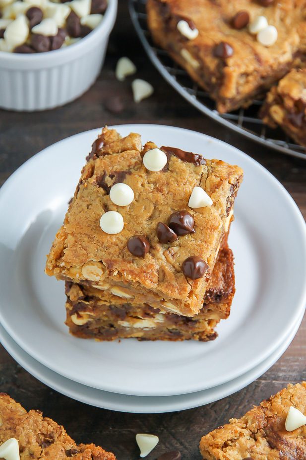 Thick and Chewy Triple Chocolate Peanut Butter Blondies