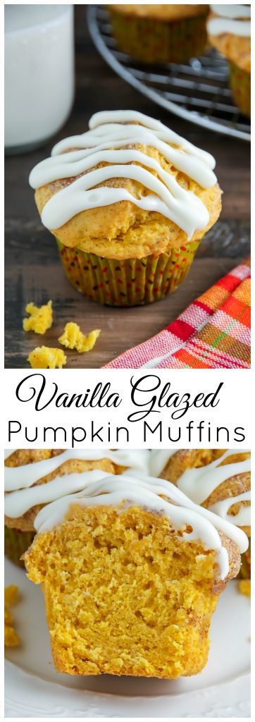 Simple Pumpkin Muffins with Vanilla Glaze - the perfect Fall breakfast!