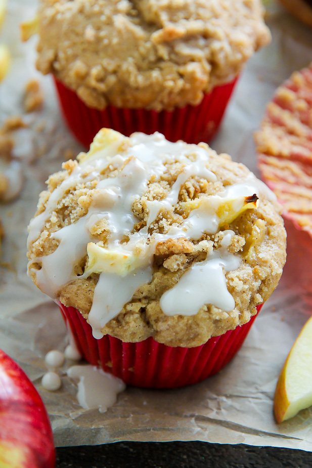 Simple and supremely moist apple muffins topped with melt-in-your-mouth buttery crumbs.