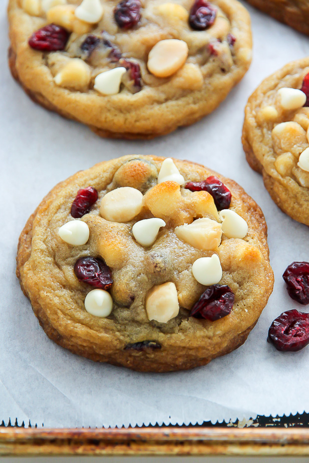 Cranberry White Chocolate Macadamia Nut Cookies - so thick and chewy!
