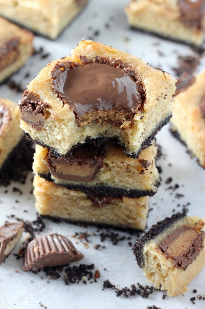 Black Bottom Banana Peanut Butter Cup Blondies