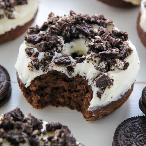 Oreo Cookies and Cream Donuts are baked, not fried, and ready in just 20 minutes!