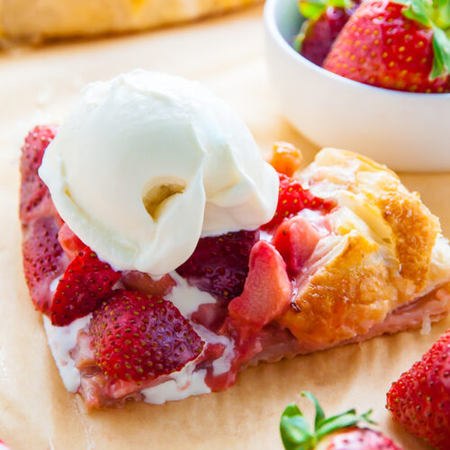 Today I'm sharing with you my super easy recipe for Strawberry Rhubarb Galette. Top it with ice cream for an extra decadent dessert.