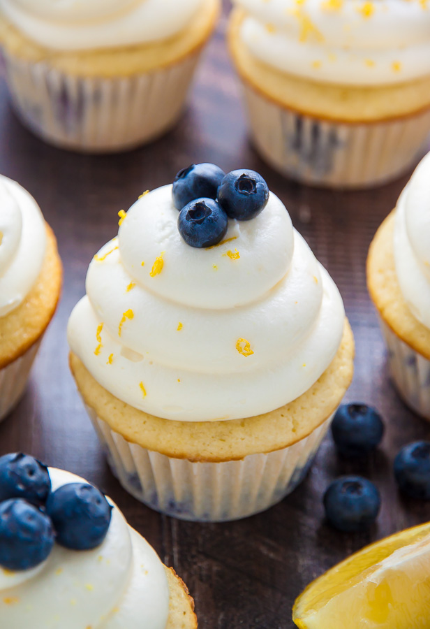 My favorite Lemon Blueberry Cupcakes! Topped with homemade Lemon Cream Cheese Frosting and Fresh Blueberries, they're simply irresistible.