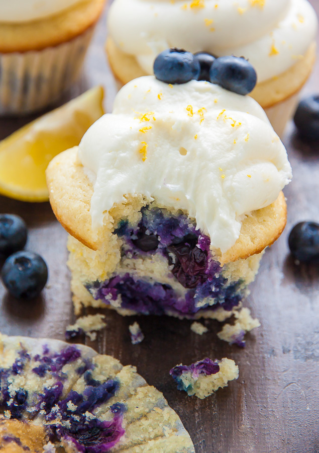 My favorite Lemon Blueberry Cupcakes! Topped with homemade Lemon Cream Cheese Frosting and Fresh Blueberries, they're simply irresistible.