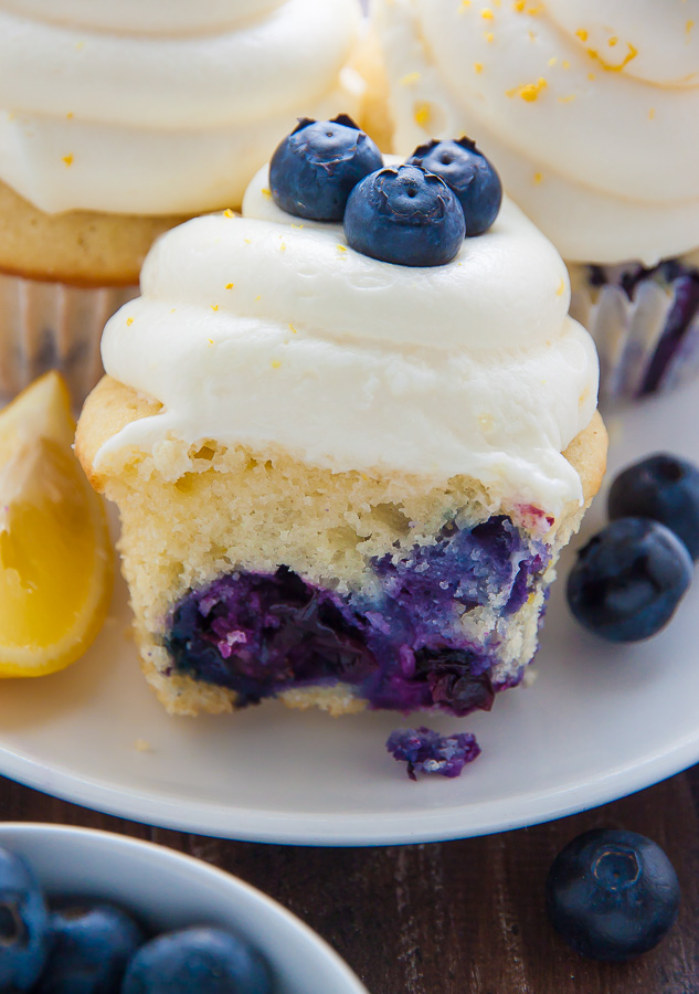 My favorite Lemon Blueberry Cupcakes! Topped with homemade Lemon Cream Cheese Frosting and Fresh Blueberries, they're simply irresistible.