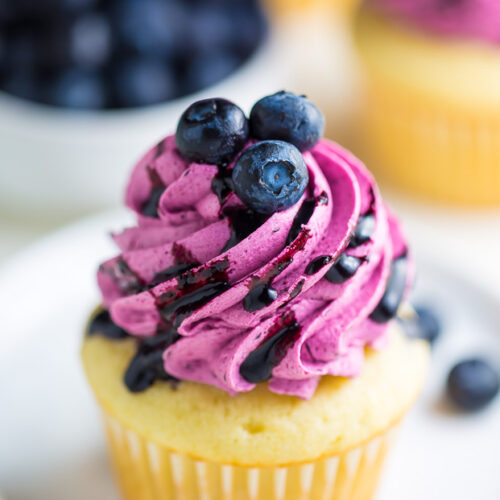These Lemon Cupcakes with Fresh Blueberry Buttercream are a MUST bake this Summer!
