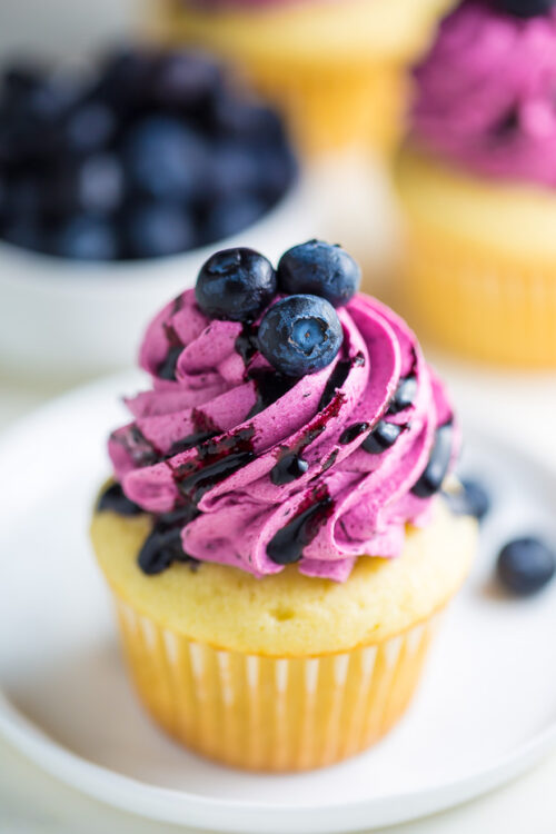 These Lemon Cupcakes with Fresh Blueberry Buttercream are a MUST bake this Summer!