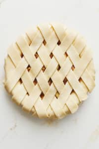 Top crust for apple pie in pie plate.