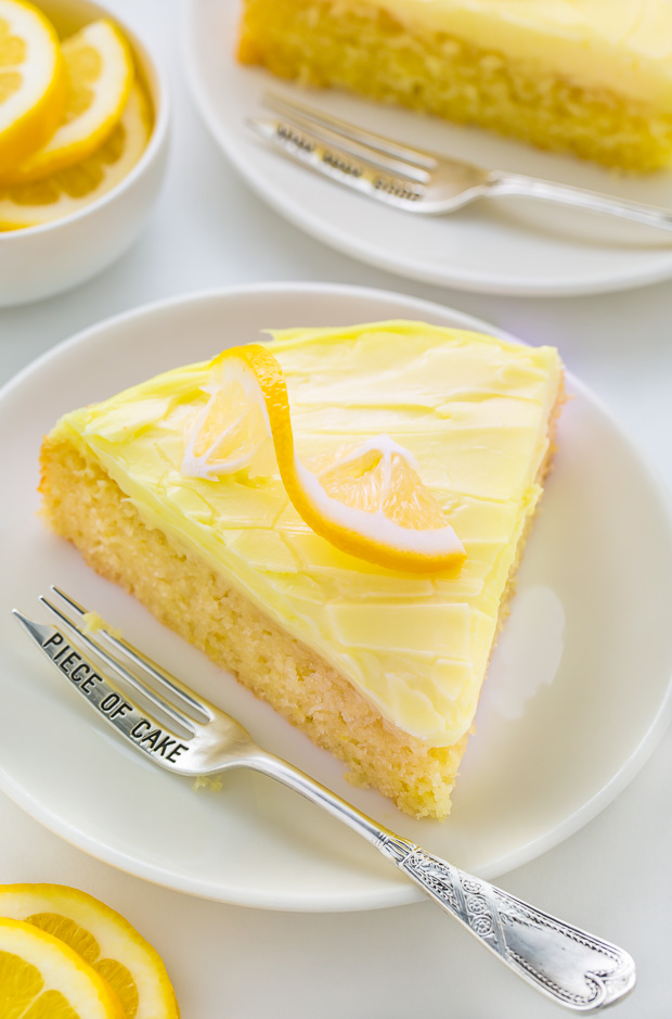 Moist and supremely flavorful Lemon Cake with Lemon Cream Cheese Frosting! SO GOOD.