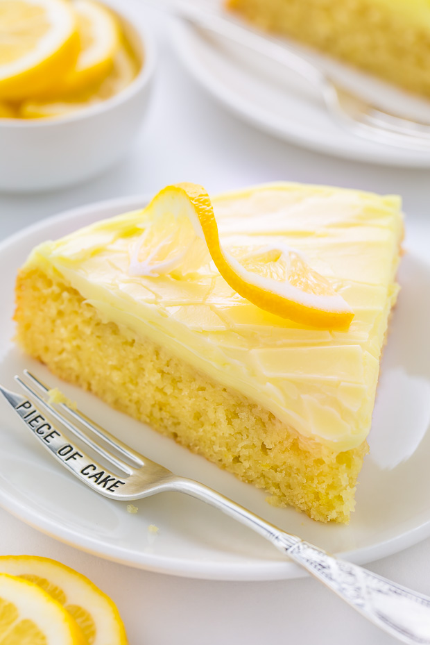 Moist and supremely flavorful Lemon Cake with Lemon Cream Cheese Frosting! SO GOOD.