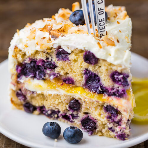 This luscious Lemon Coconut Blueberry Cake is bursting with flavor and beauty!