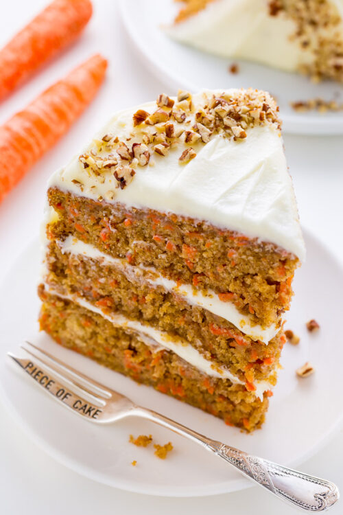 My FAVORITE Carrot Cake recipe is extremely moist, fluffy, and flavorful.