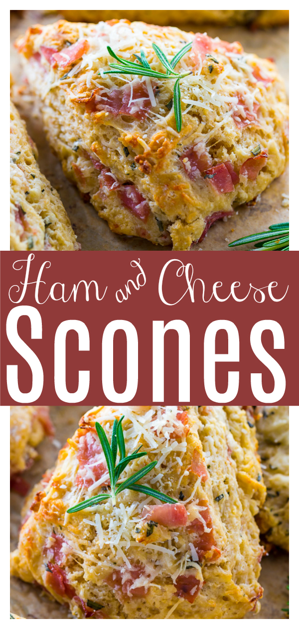 Rosemary, Parmesan, and Ham Scones are perfect for breakfast or brunch! A great recipe if you have extra ham and cheese you need to use up... or an abundance of rosemary! Everyone loves these savory scones!