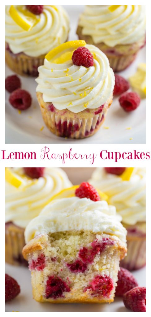 These Lemon Raspberry Cupcakes are light, moist, and sunshiny sweet! Topped with lemon cream cheese frosting, lemon slices, lemon zest, and fresh raspberries, they're the perfect Summer dessert. A must try for lemon lovers!