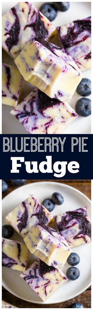 Homemade Blueberry Pie Fudge is rich, creamy, and so easy! Made with just 7 ingredients.