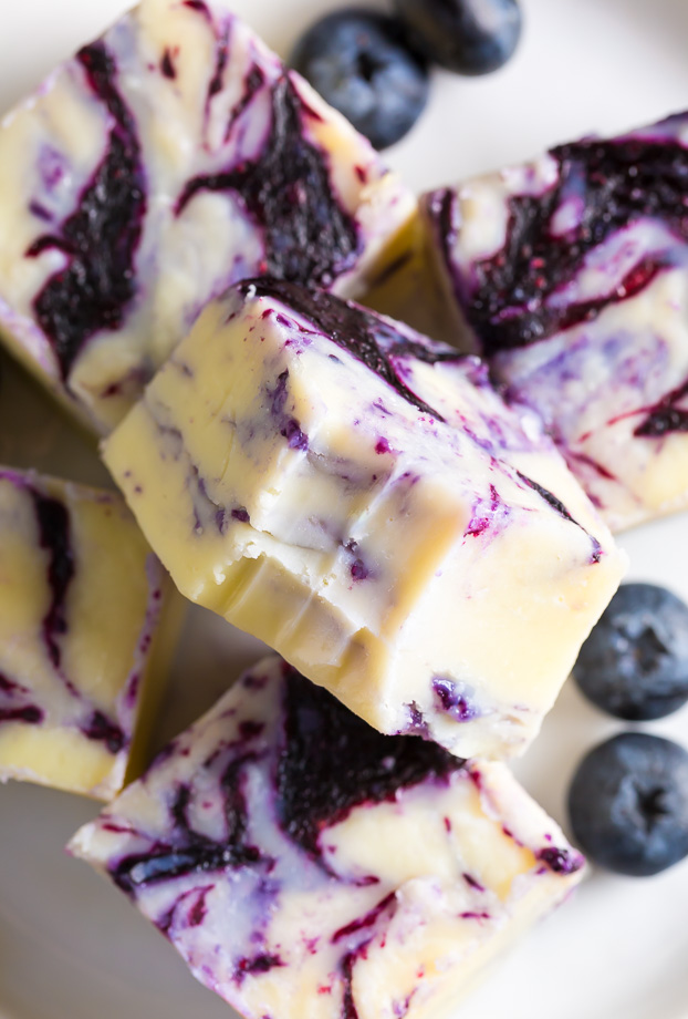 Homemade Blueberry Pie Fudge is rich, creamy, and so easy! Made with just 7 ingredients.