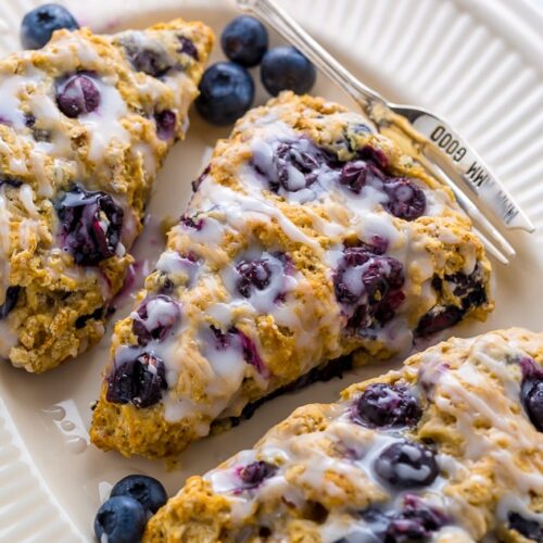 An easy recipe for The BEST Vegan Blueberry Banana Scones!