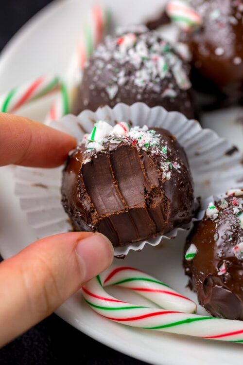 Rich and Creamy Peppermint Chocolate Truffles are made with just 5 simple ingredients! So easy and perfect for homemade holiday gifts!