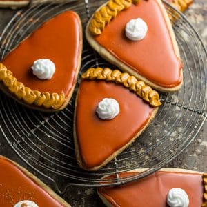 These Pumpkin Spice Cut-Out Cookies are dressed up to look like little slices of pumpkin pie! Does it get any cuter than this?