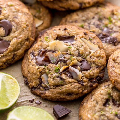Mmm... these coconut key lime chocolate chunk cookies are SO flavorful! Sure to be a new favorite!