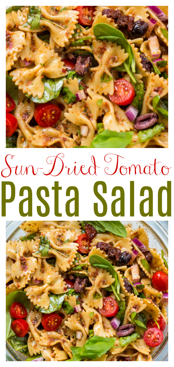 You're going to love this fresh and flavorful Vegan Spinach and Sun-Dried Tomato Pasta Salad! It's so delicious, and can be served cold, warm, or at room temperature.
