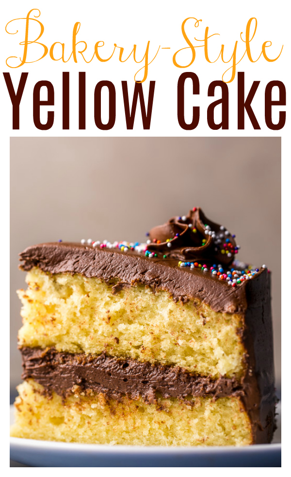 This Classic Yellow Cake with Creamy Chocolate Frosting is so easy and sure to be your new favorite! The layers are moist, buttery, and flavorful, and the creamy milk chocolate frosting basically melts in your mouth. The perfect birthday cake!