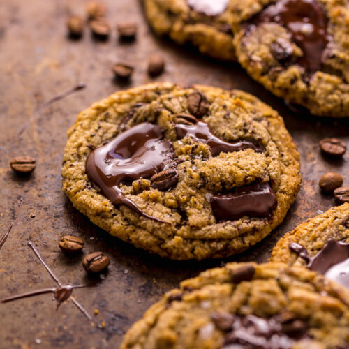 These Coffee Cardamom Chocolate Chunk Cookies are thick, chewy, and so flavorful! The best part is they're freezer friendly!!!