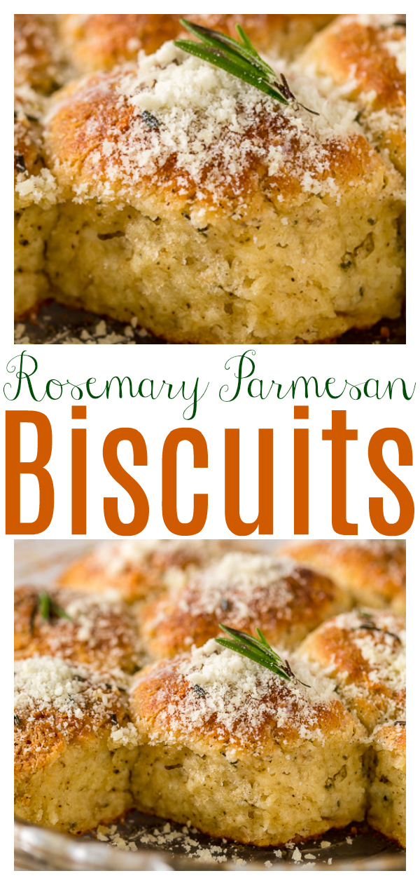 Rosemary Parmesan Biscuits are fluffy, flavorful, and so good with a bowl of soup or chili! These easy parmesan biscuits are so flavorful because they're made with fresh rosemary, black pepper, and garlic powder. Perfect for Thanksgiving or Christmas!