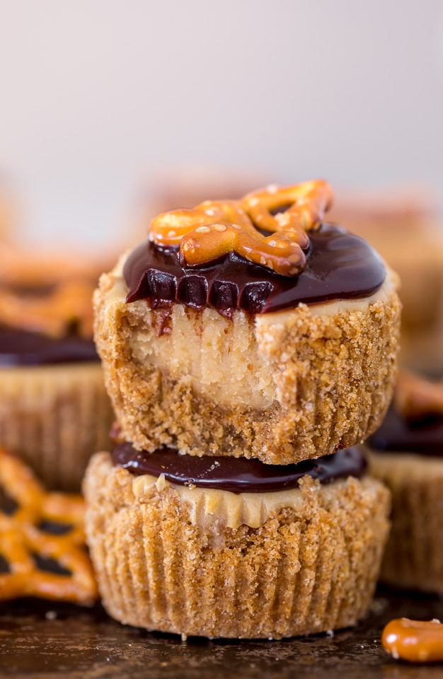 Chocolate Covered Peanut Butter Pretzel Cheesecake Cupcakes